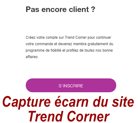 Créer mon compte client trend-corner.com