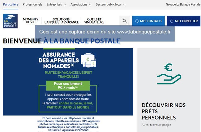 indentification sur le site la banque postale : www.labanquepostale.fr