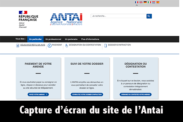 www.antai.gouv.fr consulter votre dossier d'infraction