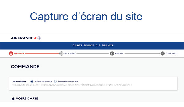 Commande carte senior Air France